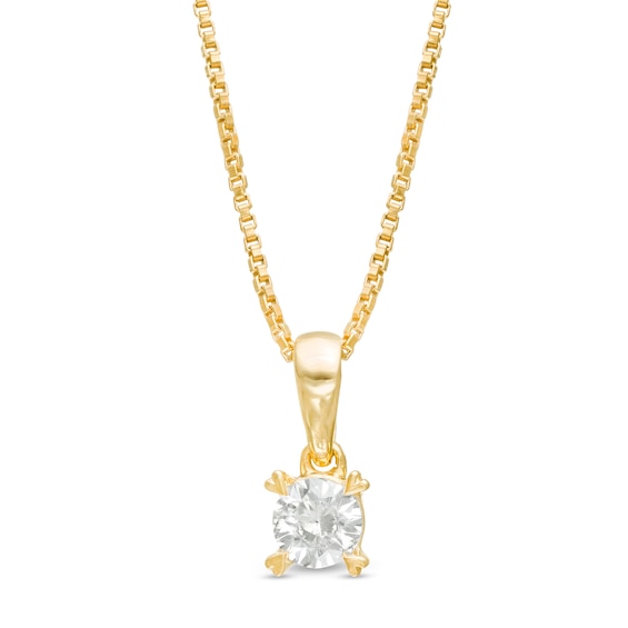 1/5 CT. T.W. Diamond Solitaire with Heart Prongs Pendant in 10K Gold 1/5 CT. T.W. Diamond Solitaire with Heart Prongs Pendant in 10K Gold
