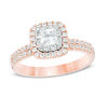 Thumbnail Image 1 of 1 CT. T.W. Certified Princess-Cut Diamond Double Frame Engagement Ring  in 14K Rose Gold  (I/SI2)