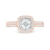 Thumbnail Image 4 of 1 CT. T.W. Certified Princess-Cut Diamond Double Frame Engagement Ring  in 14K Rose Gold  (I/SI2)