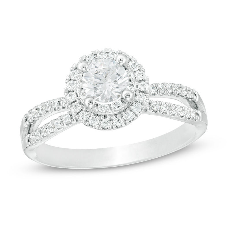 Main Image 1 of 7/8 CT. T.W. Certified Diamond Double Frame Engagement Ring  in 14K White Gold  (I/SI2)