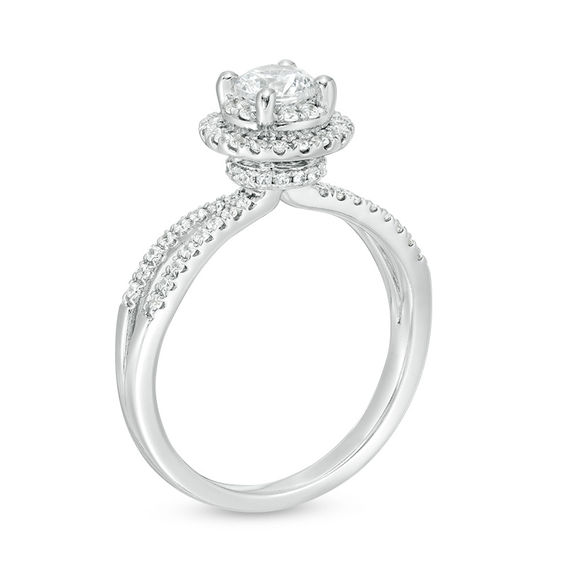 7/8 CT. T.w. Certified Diamond Double Frame Engagement Ring in 14K White Gold (I/Si2)