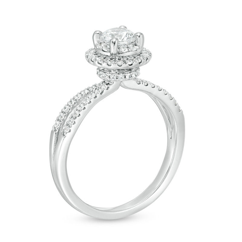 Main Image 3 of 7/8 CT. T.W. Certified Diamond Double Frame Engagement Ring  in 14K White Gold  (I/SI2)