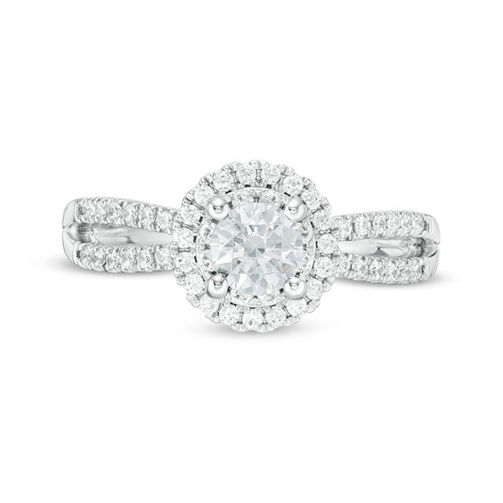 7/8 CT. T.w. Certified Diamond Double Frame Engagement Ring in 14K White Gold (I/Si2)