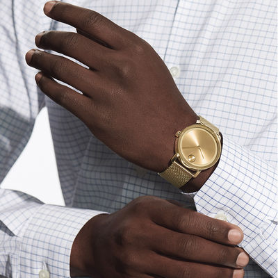 Men's Movado Bold® Gold-Tone Mesh Watch (Model: 3600560)