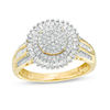 Thumbnail Image 1 of 1/2 CT. T.W. Composite Diamond Double Frame Sunburst Ring in 10K Gold