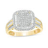 Thumbnail Image 1 of 1/2 CT. T.W. Composite Diamond Double Cushion Frame Ring in 10K Gold