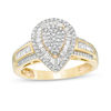 Thumbnail Image 1 of 1/2 CT. T.W. Pear-Shaped Composite Diamond Double Frame Ring in 10K Gold