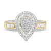 Thumbnail Image 4 of 1/2 CT. T.W. Pear-Shaped Composite Diamond Double Frame Ring in 10K Gold