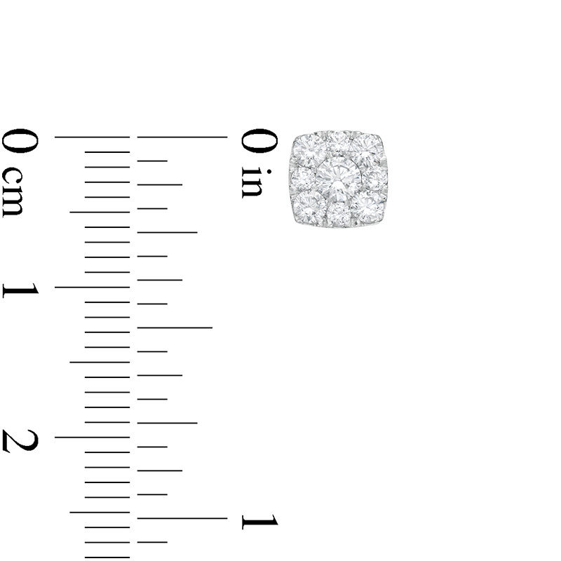 Main Image 3 of 1/2 CT. T.W. Composite Diamond Cushion Frame Stud Earrings in 10K White Gold