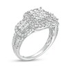 Thumbnail Image 3 of 1-1/3 CT. T.W. Composite Diamond Cushion Frame Three Stone Ring in 10K White Gold