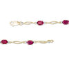 Thumbnail Image 3 of Oval Ruby and Diamond Accent Station Bracelet in 10K Gold - 7.5"