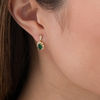Thumbnail Image 2 of Oval Emerald and 1/15 CT. T.W. Diamond Vintage-Style Drop Earrings in 10K Gold