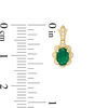 Thumbnail Image 2 of Oval Emerald and 1/15 CT. T.W. Diamond Vintage-Style Drop Earrings in 10K Gold
