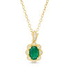 Thumbnail Image 0 of Oval Emerald and 1/20 CT. T.W. Diamond Vintage-Style Pendant in 10K Gold