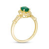 Thumbnail Image 3 of Oval Emerald and 1/15 CT. T.W. Diamond Vintage-Style Ring in 10K Gold