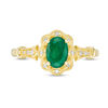 Thumbnail Image 4 of Oval Emerald and 1/15 CT. T.W. Diamond Vintage-Style Ring in 10K Gold