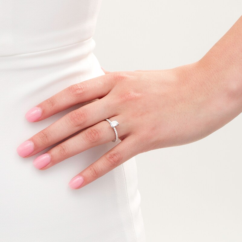 1 CT. T.W. Emerald-Cut Diamond Engagement Ring in Platinum
