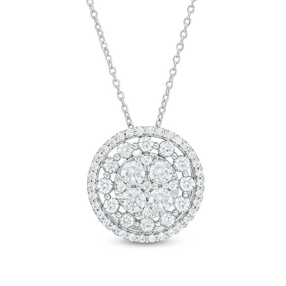 1 CT. T.W. Composite Diamond Double Frame Pendant in 10K White Gold 1 CT. T.W. Composite Diamond Double Frame Pendant in 10K White Gold