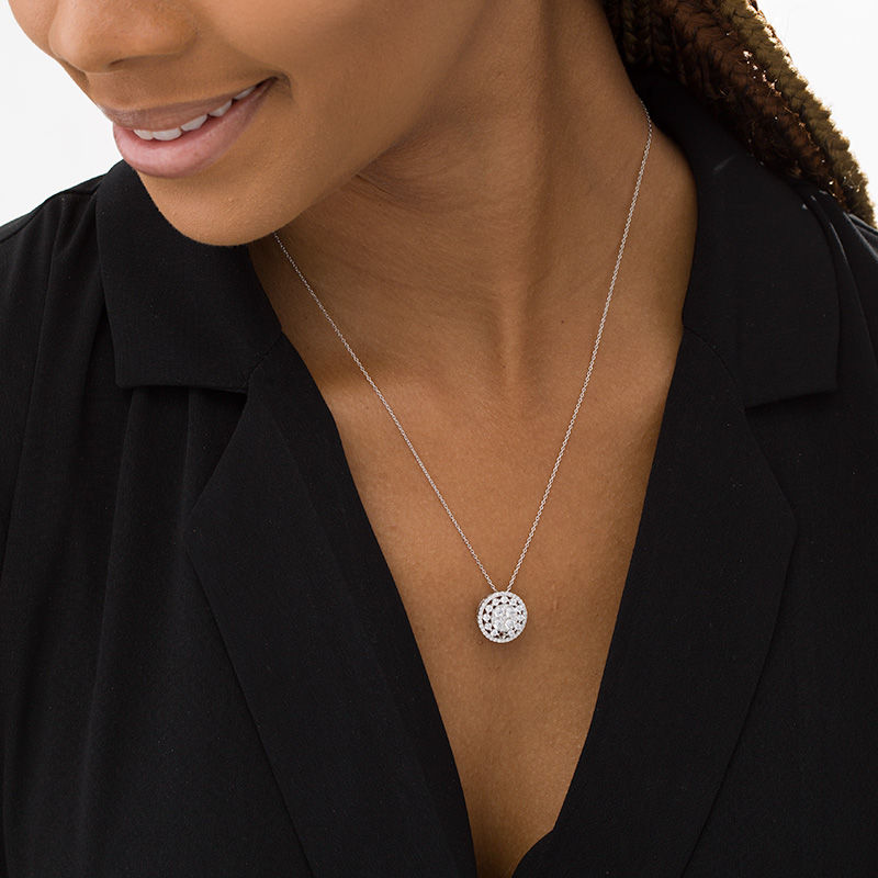 Main Image 2 of 1 CT. T.W. Composite Diamond Double Frame Pendant in 10K White Gold