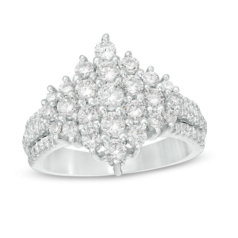 Main Image 1 of 1-1/2 CT. T.W. Composite Diamond Tilted Square Ring in 10K White Gold