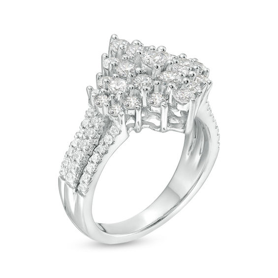 1-1/2 CT. T.w. Composite Diamond Tilted Square Ring in 10K White Gold