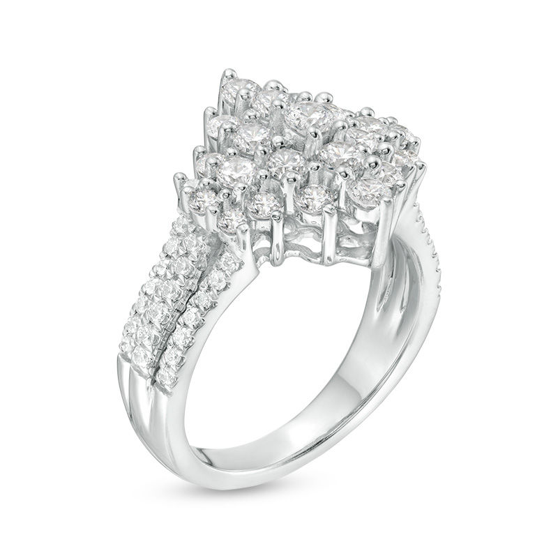 Main Image 3 of 1-1/2 CT. T.W. Composite Diamond Tilted Square Ring in 10K White Gold