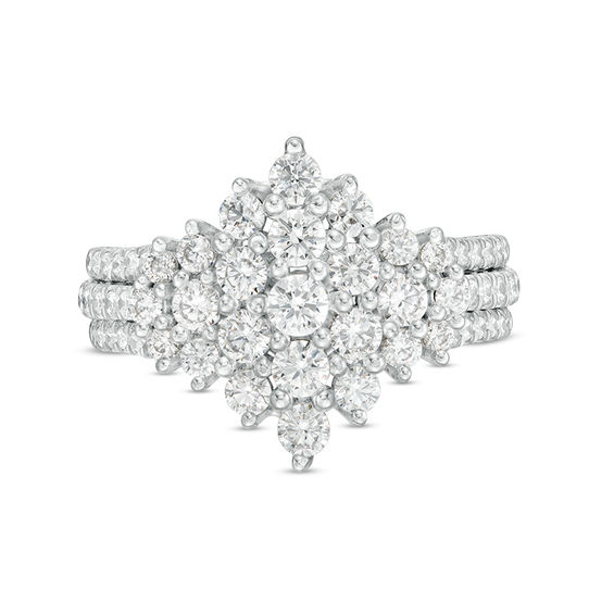 1-1/2 CT. T.w. Composite Diamond Tilted Square Ring in 10K White Gold