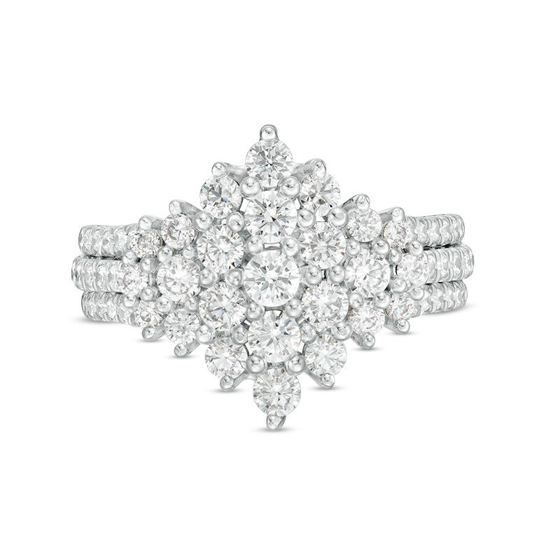Main Image 4 of 1-1/2 CT. T.W. Composite Diamond Tilted Square Ring in 10K White Gold
