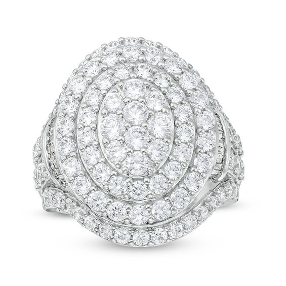 3 CT. T.w. Composite Diamond Oval Multi-Frame Ring in 10K White Gold