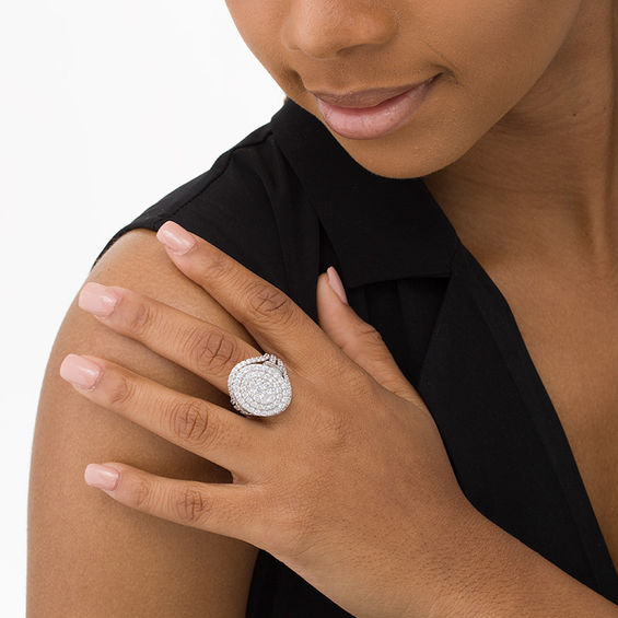 3 CT. T.w. Composite Diamond Oval Multi-Frame Ring in 10K White Gold