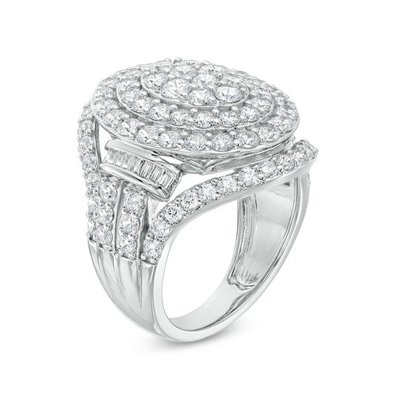 3 CT. T.w. Composite Diamond Oval Multi-Frame Ring in 10K White Gold