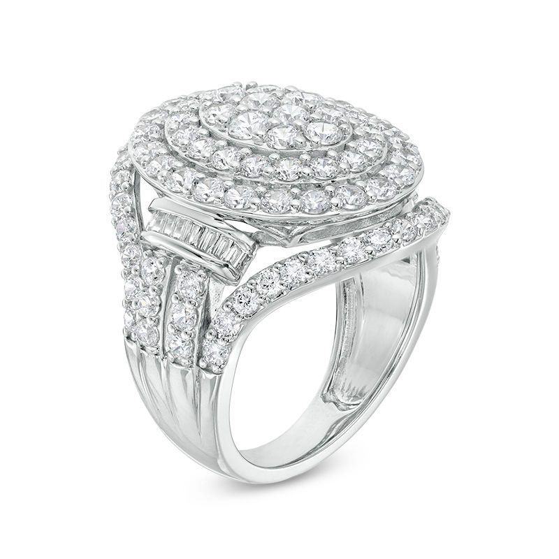 Main Image 3 of 3 CT. T.W. Composite Diamond Oval Multi-Frame Ring in 10K White Gold