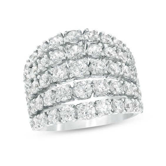 4 CT. T.w. Diamond Graduated Five Row Ring in 10K White Gold