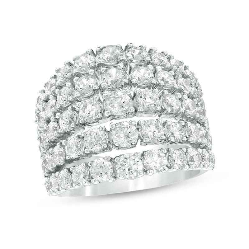 Main Image 1 of 4 CT. T.W. Diamond Graduated Five Row Ring in 10K White Gold