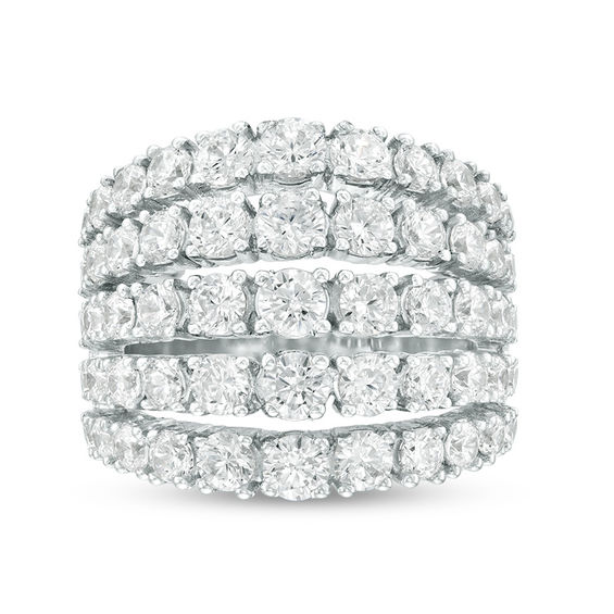 4 CT. T.w. Diamond Graduated Five Row Ring in 10K White Gold