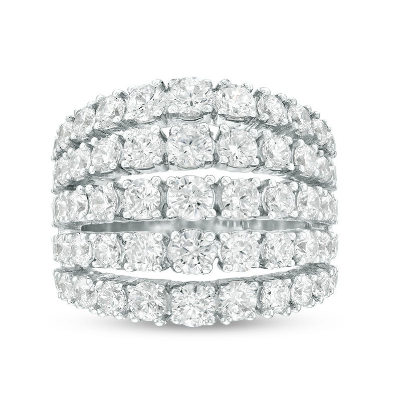 Main Image 4 of 4 CT. T.W. Diamond Graduated Five Row Ring in 10K White Gold