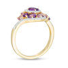 Thumbnail Image 2 of Multi-Shaped Amethyst and Lab-Created White Sapphire Swirl Cluster Ring in Sterling Silver with 14K Gold Plate - Size 7