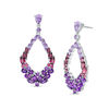 Thumbnail Image 1 of Multi-Gemstone Floral Cluster Open Marquise Drop Earrings in Sterling Silver