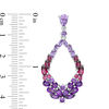 Thumbnail Image 3 of Multi-Gemstone Floral Cluster Open Marquise Drop Earrings in Sterling Silver