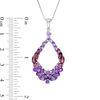 Thumbnail Image 3 of Multi-Gemstone Floral Cluster Open Marquise Drop Pendant in Sterling Silver