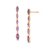 Thumbnail Image 1 of Marquise Amethyst Graduated Linear Drop Earrings in Sterling Silver with 14K Gold Plate