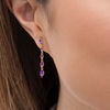 Thumbnail Image 1 of Marquise Amethyst Graduated Linear Drop Earrings in Sterling Silver with 14K Gold Plate