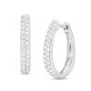 Thumbnail Image 1 of 1/2 CT. T.W. Diamond Two Row Oval Hoop Earrings in 10K White Gold