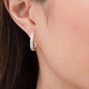 Thumbnail Image 2 of 1/2 CT. T.W. Diamond Two Row Oval Hoop Earrings in 10K White Gold