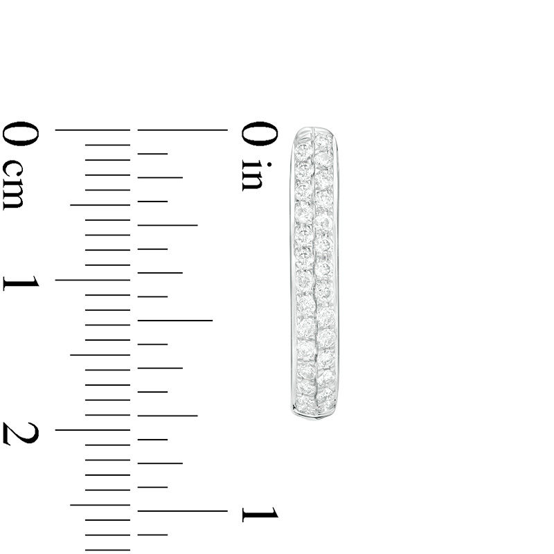 Main Image 3 of 1/2 CT. T.W. Diamond Two Row Oval Hoop Earrings in 10K White Gold