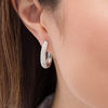 Thumbnail Image 2 of 1 CT. T.W. Diamond Three Row Oval Hoop Earrings in 10K White Gold