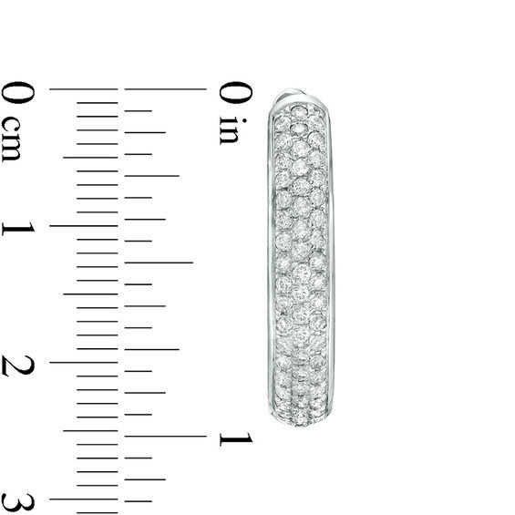 1 CT. T.w. Diamond Three Row Oval Hoop Earrings in 10K White Gold