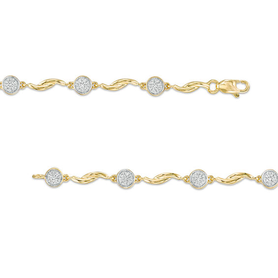 1/5 CT. T.w. Composite Diamond Twist Station Bracelet in 10K Gold - 7.25"