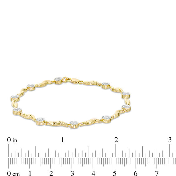 1/5 CT. T.w. Composite Diamond Twist Station Bracelet in 10K Gold - 7.25"