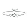 Thumbnail Image 1 of 1/6 CT. T.W. Enhanced Black and White Diamond Triple Heart Bolo Bracelet in Sterling Silver - 9.5"